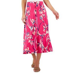 JM Collection Printed Button Front Skirt